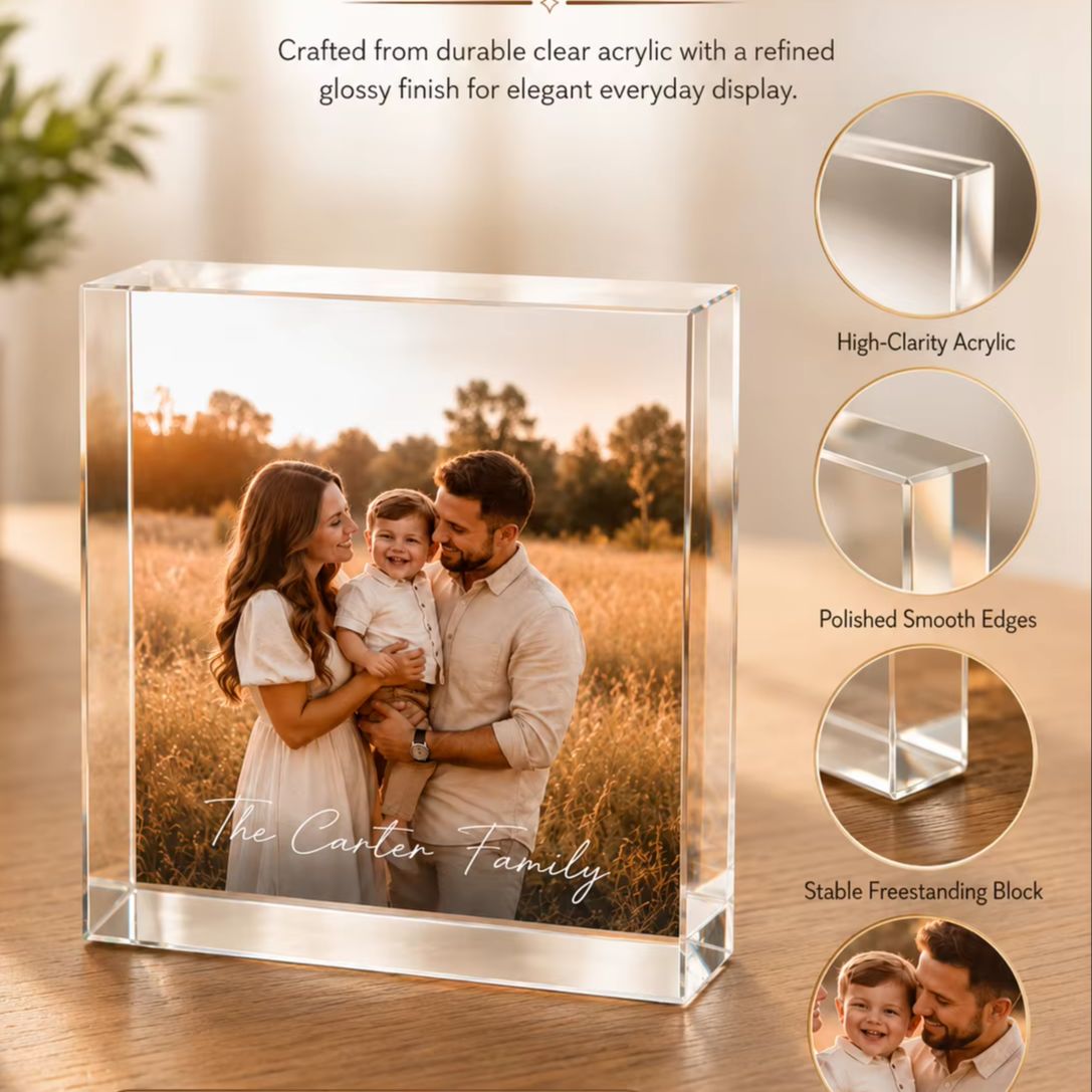 Photo Acrylic Block - Kişiye Özel Aile Akrilik Fotoğraf Bloğu,